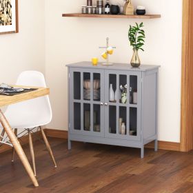 Contemporary Storage Cabinet, Cupboard Buffet Credenza with 2 Doors for Kitchen, Hallway, Living Room, Gray