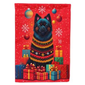 German Spitz Holiday Christmas House Flag Large Porch Sleeve Pole Decorative Outside Yard Banner Artwork Wall Hanging, Polyester, House Size, Multicol