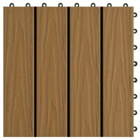 vidaXL 11 pcs Decking Tiles Deep Embossed WPC 11.8"x11.8" 1 sqm Teak Color