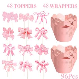 48 Set Bow Cupcake Toppers Kit