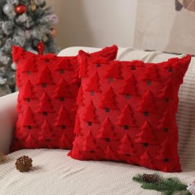 Christmas Pillow Covers 18x18 Inch Set Of 2 Christmas Decorations Soft Plush Faux Fur Wool Red Christmas Tree Throw Pillow Cases Winter Holiday Decor