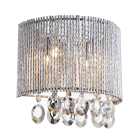 Crystalline Round 2 Light Crystals Wall Sconce
