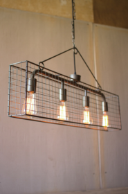 Four Bulb Wire Mesh Horizontal Pendant Light 36" X 4" X 17"T