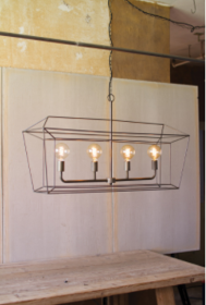 Rectangle Iron Bar Pendant Light 42" X 12" X 24"T