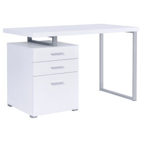 White 3-drawer Reversible Office Desk