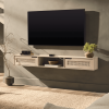 Modern Rattan-Door Coastal Oak Floating TV Stand