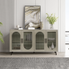 Wood TV Stand with Storage Cabinet & Adjustable Shelves