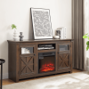2 Doors Cabinet Farmhouse TV Stand with 18' Fireplace Insert