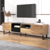 Modern TV Stand with 2 Cabinets and Open Storage Compartment