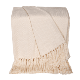 Premium Color Cotton Throw for Sofa and Living Space with Tassels
