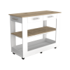 Cala Kitchen Island 46,  Six Casters, Two Drawers, Lower Open Shelf