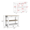 Cala Kitchen Island 46,  Six Casters, Two Drawers, Lower Open Shelf