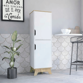 Pamplona Single Kitchen Pantry, Four Shelves, Two Doors