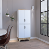 Pamplona Double Kitchen Pantry, Double Door, Four Legs, Four Shelves