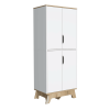 Pamplona Double Kitchen Pantry, Double Door, Four Legs, Four Shelves