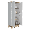 Pamplona Double Kitchen Pantry, Double Door, Four Legs, Four Shelves