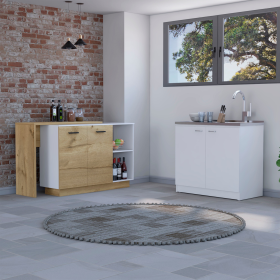 Memphis 2 Piece Kitchen Set, Sicilia Kitchen Island + Napoles Utility Sink