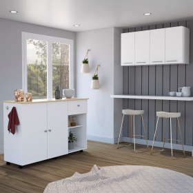 Malibu 2 Piece Kitchen Set, Kitchen Island  + Wall Cabinet