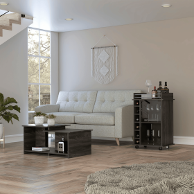 Quincy 2 Piece Living Room Set, Bar Cart + Coffee Table