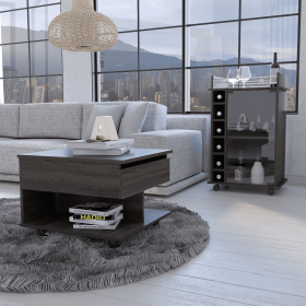 Riverside 2 Piece Living Room Set, Bar Cart + Coffee Table