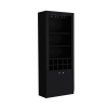 Nero Tall Bar Cabinet 4-Tier Modern Bar Cabinet with Glass Holder Stemware Rack, Wine Cabinet, Liquor Cabinet