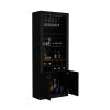 Nero Tall Bar Cabinet 4-Tier Modern Bar Cabinet with Glass Holder Stemware Rack, Wine Cabinet, Liquor Cabinet