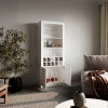 Nero Tall Bar Cabinet 4-Tier Modern Bar Cabinet with Glass Holder Stemware Rack, Wine Cabinet, Liquor Cabinet