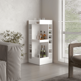 Lyman 46" Tall 3-Tier Corner Bar Cabinet with Fourteen Wine Bottle Cubbies, Living Room