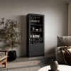 Nero Tall Bar Cabinet 4-Tier Modern Bar Cabinet with Glass Holder Stemware Rack, Wine Cabinet