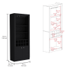 Nero Tall Bar Cabinet 4-Tier Modern Bar Cabinet with Glass Holder Stemware Rack, Wine Cabinet