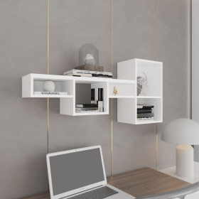 Wallshe 47" Wide 7-Tier Wall Shelf, Cube Shelf Modular Shelf for Living Room