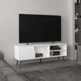 Vulcan 63" Wide Tv Stand with One Cabinet, Three Open Shelves