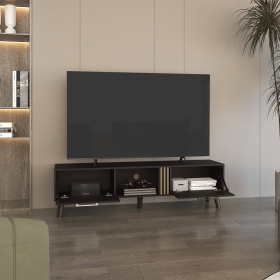 Vance 63" Wide Tv Stand  with Two pull down Cabinets, Two Shelves