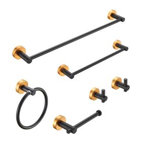 Bathroom Hardware Set, Extra Space Aluminum 6pcs Towel Strip Set - Black Gold 24 Inch Wall Mounted - Cannot Be Shipped On Weekends, Please Order Caref
