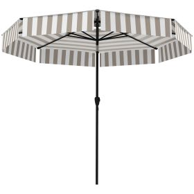 8.6FT Patio Umbrella,  Outdoor Market Umbrella, 2-Tier Vented Patio Table Umbrella With Crank 8 Ribs, Tiltable Porch Umbrella For Garden Deck Poolside