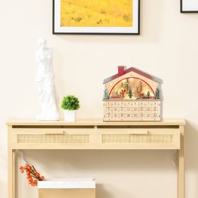 Christmas Advent Calendar with 24 Countdown Drawers and LED Lights, Wooden Advent Calendar House, Battery Operated