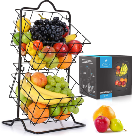 Durable 2-Tier Metal Fruit Stand Storage & Organizer