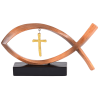 Tabletop Figurine Fish Brown With Cross