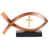 Tabletop Figurine Fish Brown With Cross