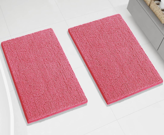 2 Piece Set Lavender Cozy Plush Soft Chenille Bath Mat