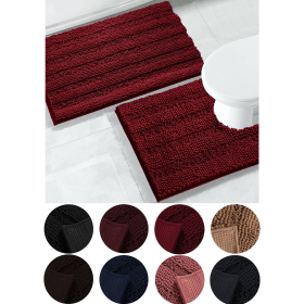 2 Piece Set Navy Cozy Plush Soft Chenille Bath Mat