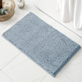 Sage 2 Piece Striped Fake Fur Rabbit Non-Slip Bath Set