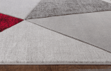 3'8" x 5'6" Red Geometric Hand-Carved Soft Rug