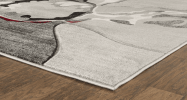 3'8" x 5'6" Red Abstract Hand-Carved Soft Rug