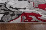 3'8" x 5'6" Red Abstract Hand-Carved Soft Rug