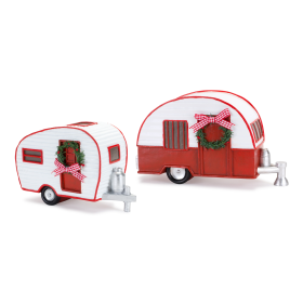 Camper w/Wreath (Set of 2) 8.5"L x 5.25"H, 10.25"L x 5.75"H Resin