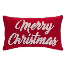 Merry Christmas Pillow 19"L x 10"H Polyester