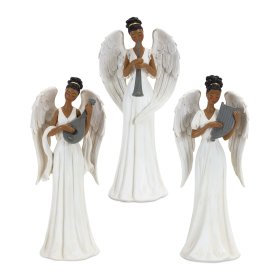 Angel w/Instrument (Set of 3) 10"H Resin