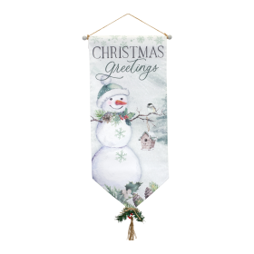 Christmas Greetings Banner (Set of 4) 33.5"L x 14.75"W Canvas