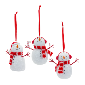 Snowman Ornament (Set of 6) 3.5"H Resin
